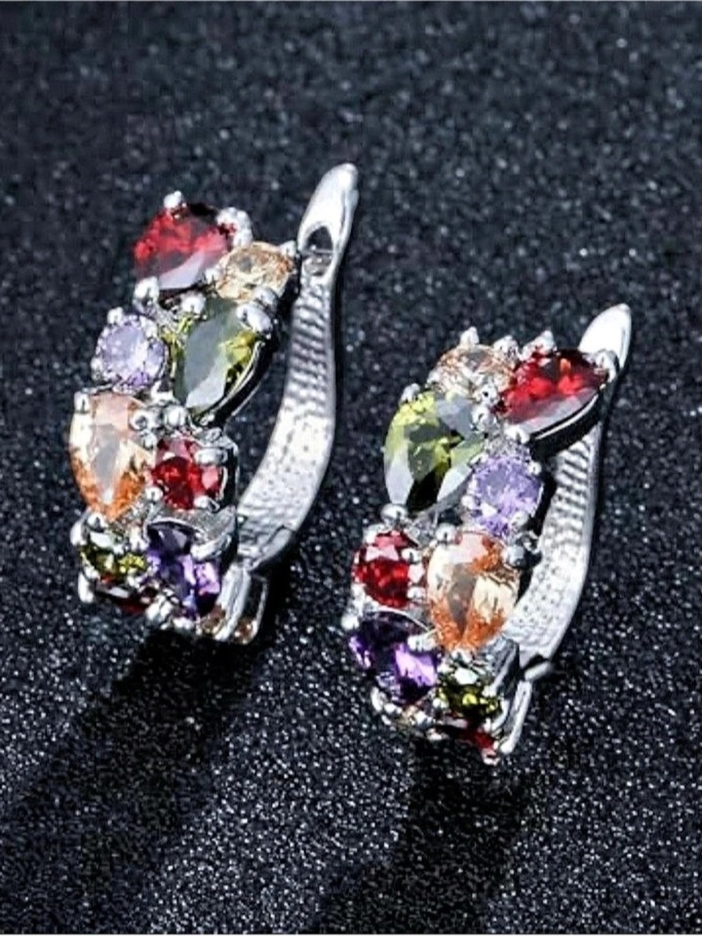 Multicolor Gemstone Hoop Earrings Like New